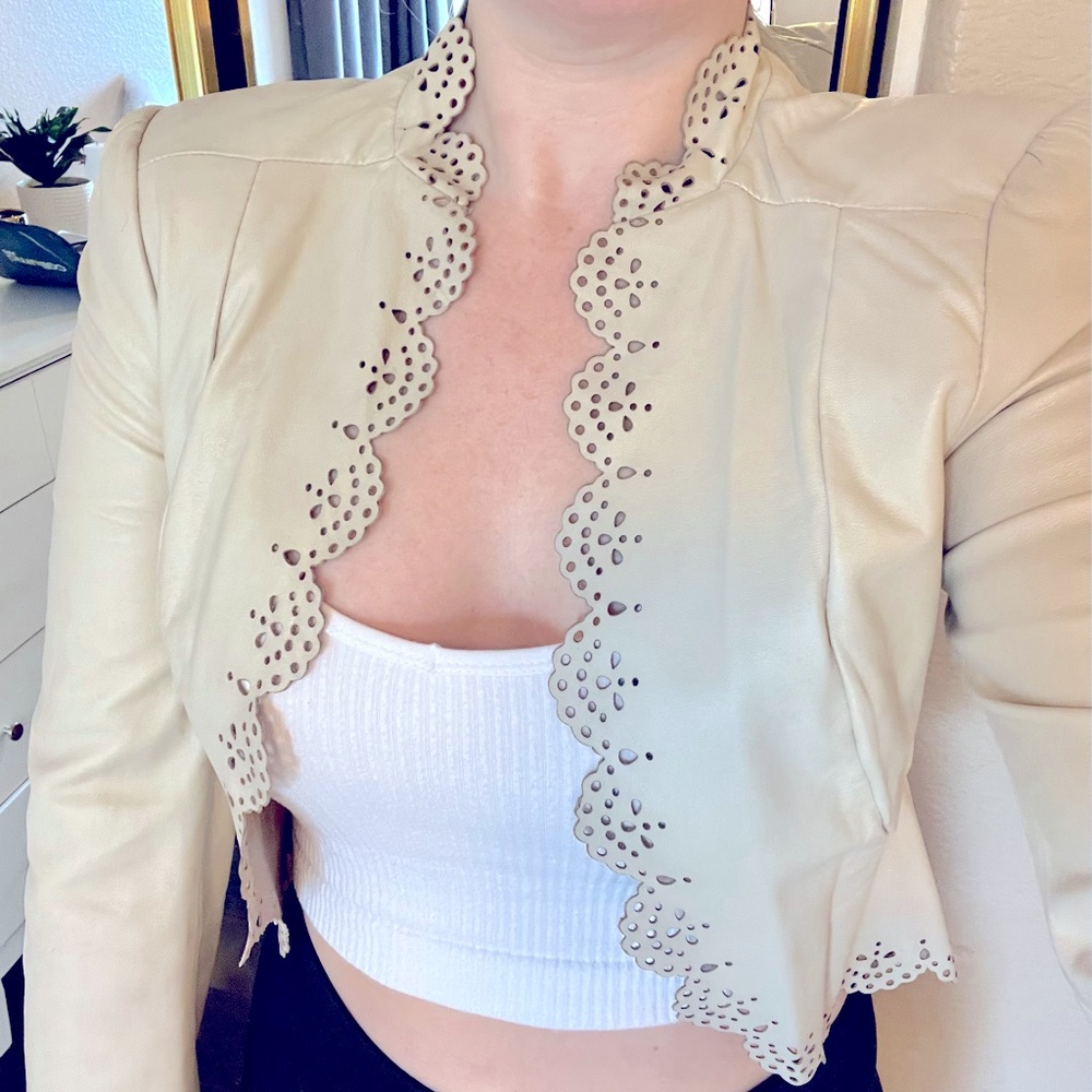 Bebe Crop Leather Jacket